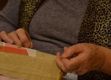 Woman knitting lace